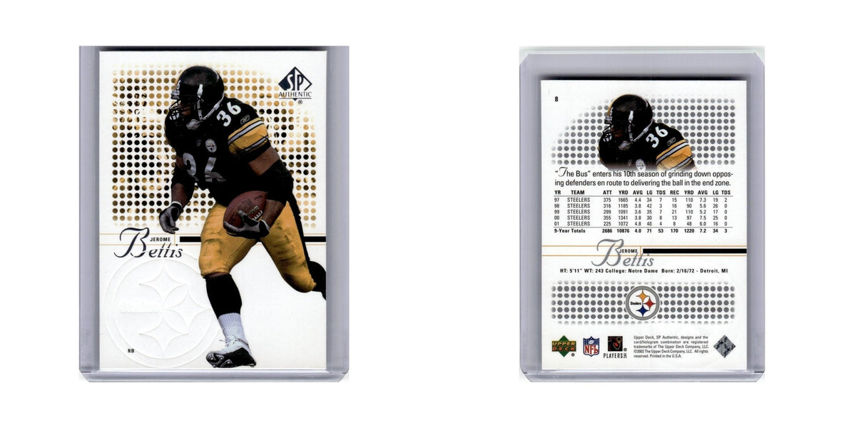 Jerome Bettis 2002 SP Authentic #8 Pittsburgh Steelers Football Card NM