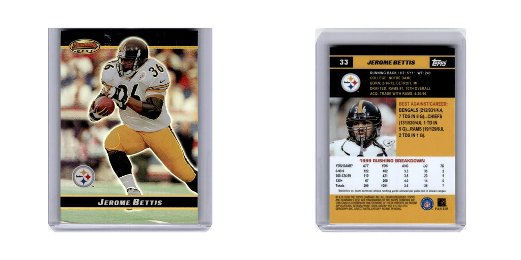 Jerome Bettis 2000 Bowman's Best #33 Pittsburgh Steelers Football Card NM