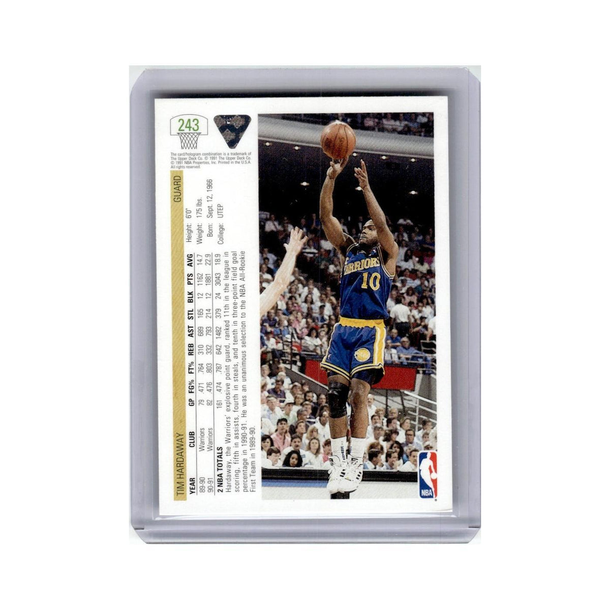 Tim Hardaway 1991 Upper Deck #243 Golden State Warriors Basketball Card NM