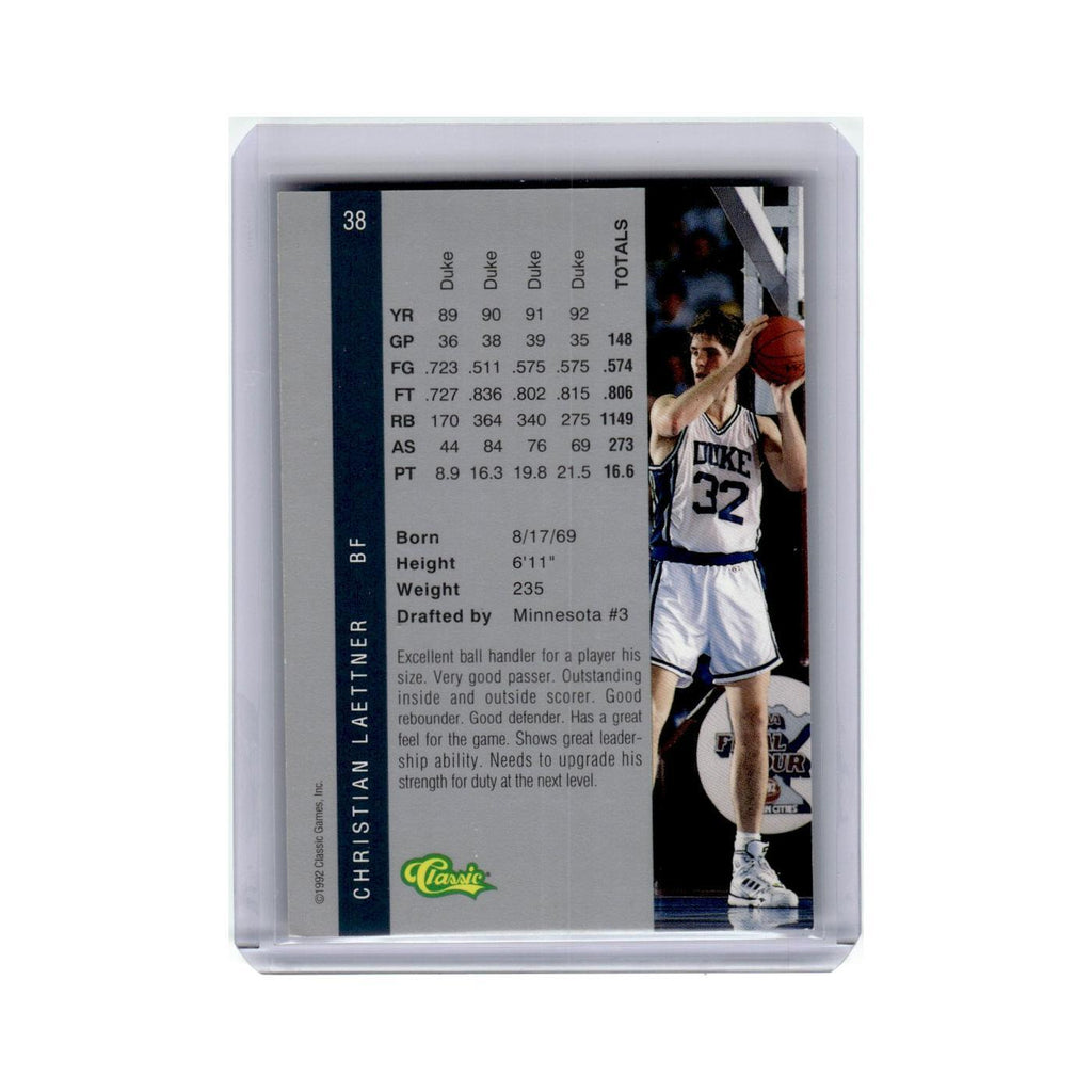 Christian Laettner 1992 Classic Four Sport #38 Basketball Card NM