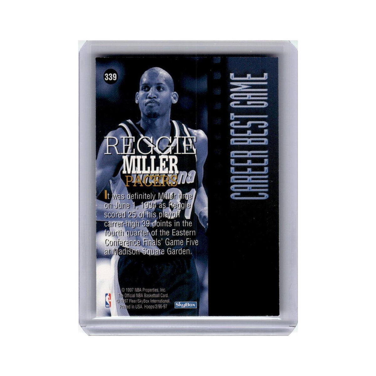 Reggie Miller 1996 Hoops #339 Indiana Pacers Basketball Card NM