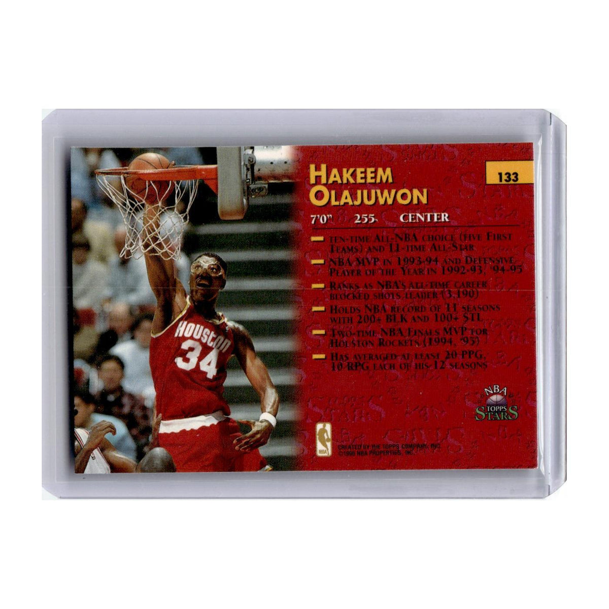 Hakeem Olajuwon 1996 Topps Stars #133 Houston Rockets Basketball Card NM