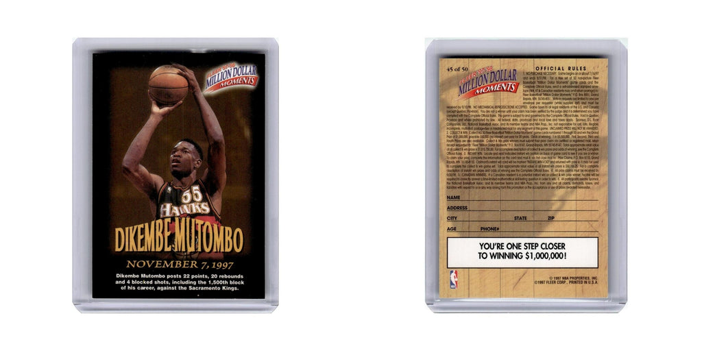 Dikembe Mutombo 1997 Fleer Million Dollar Moments #45 Atlanta Hawks NM