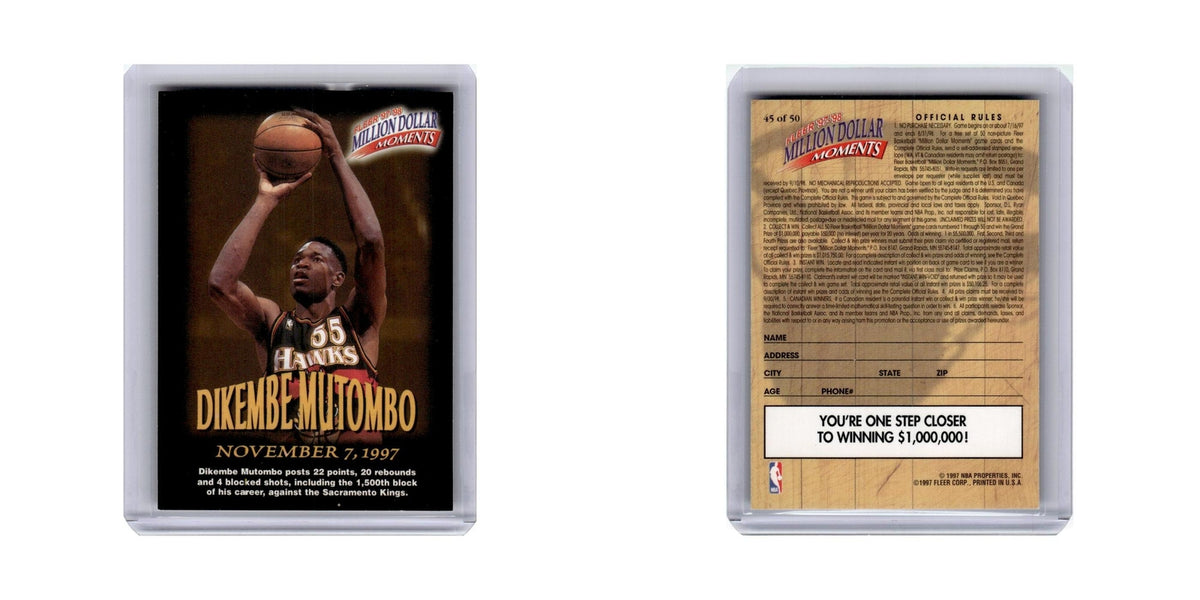 Dikembe Mutombo 1997 Fleer Million Dollar Moments #45 Atlanta Hawks NM