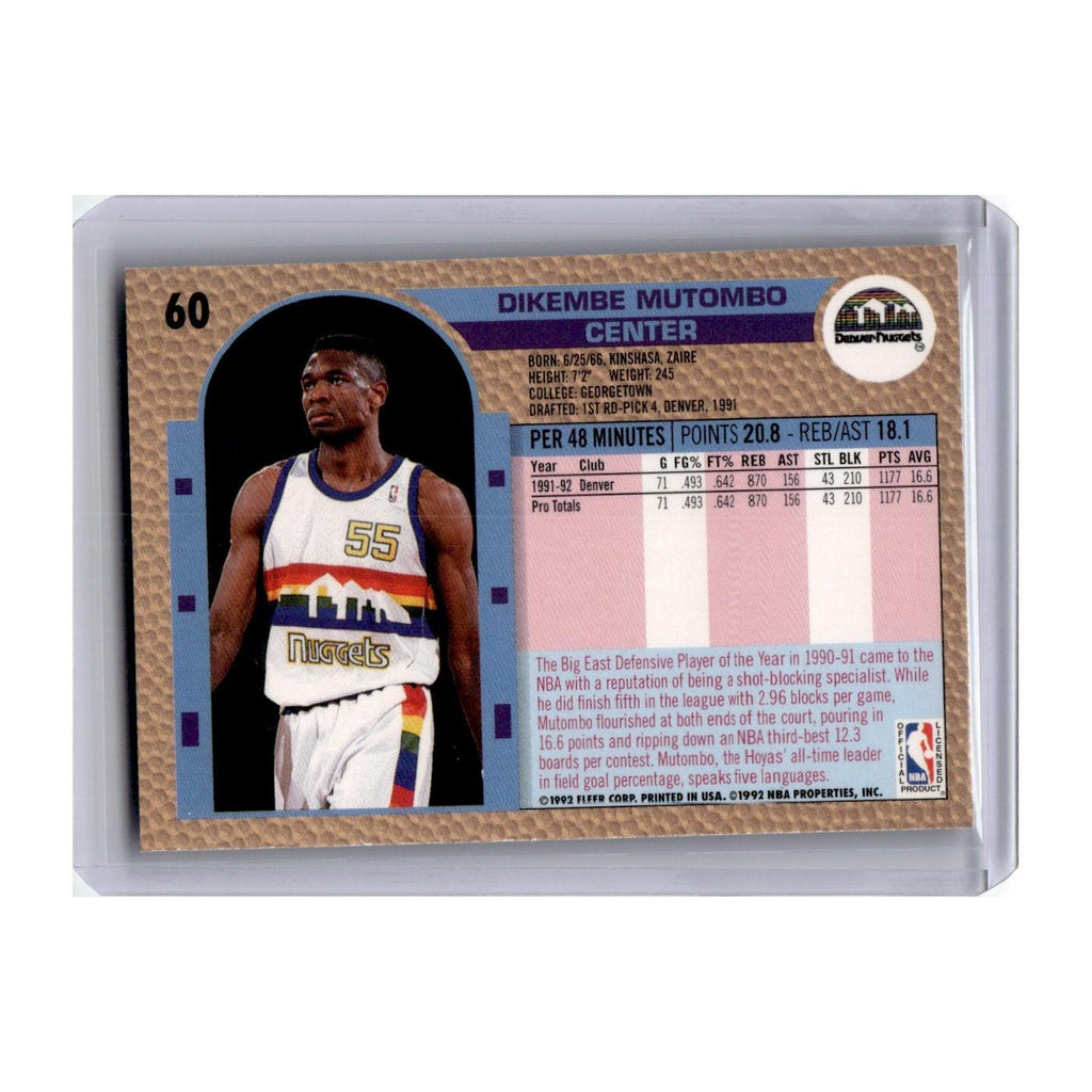 Dikembe Mutombo 1992 Fleer #60 Denver Nuggets Basketball Card NM