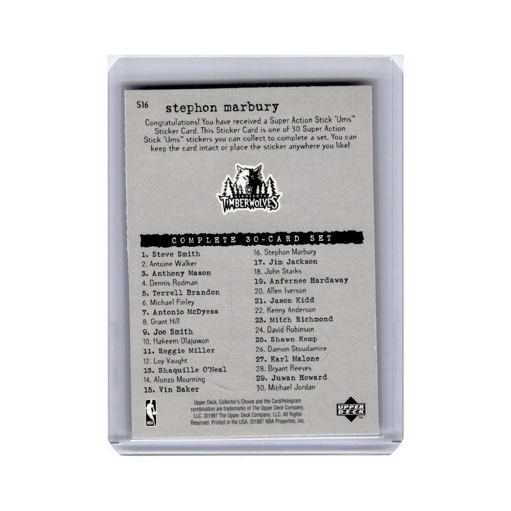 Stephon Marbury 1997 Collector's Choice Super Action Stick-Ums #S16 NM