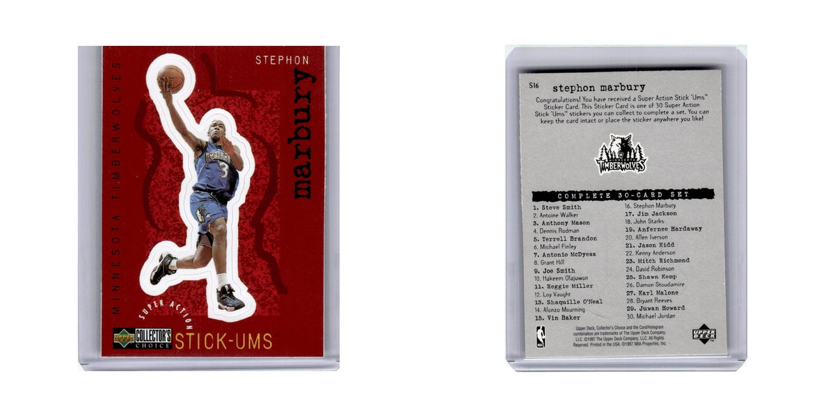 Stephon Marbury 1997 Collector's Choice Super Action Stick-Ums #S16 NM