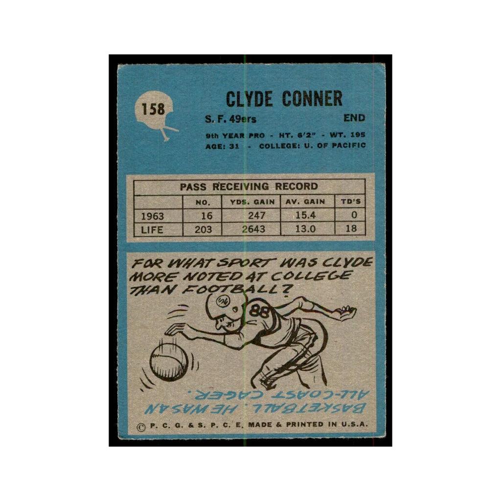 1964 Philadelphia Clyde Conner Football Cards #158