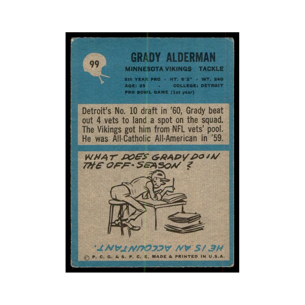 1964 Philadelphia Grady Alderman Football Cards #99