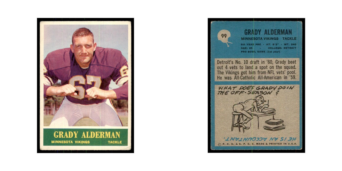 1964 Philadelphia Grady Alderman Football Cards #99