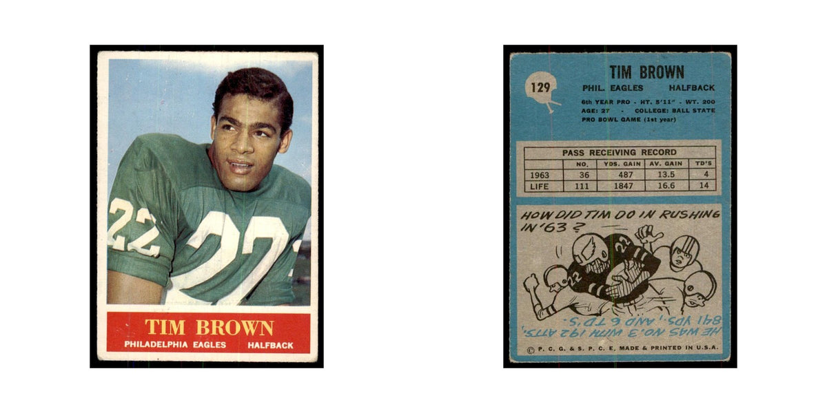 1964 Philadelphia Tim Brown Football Cards #129