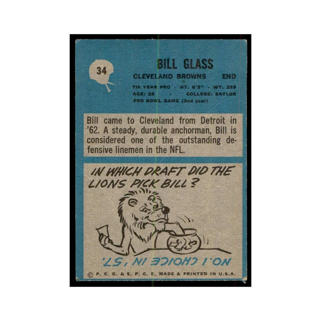 1964 Philadelphia Bill Glass Football Cards #34