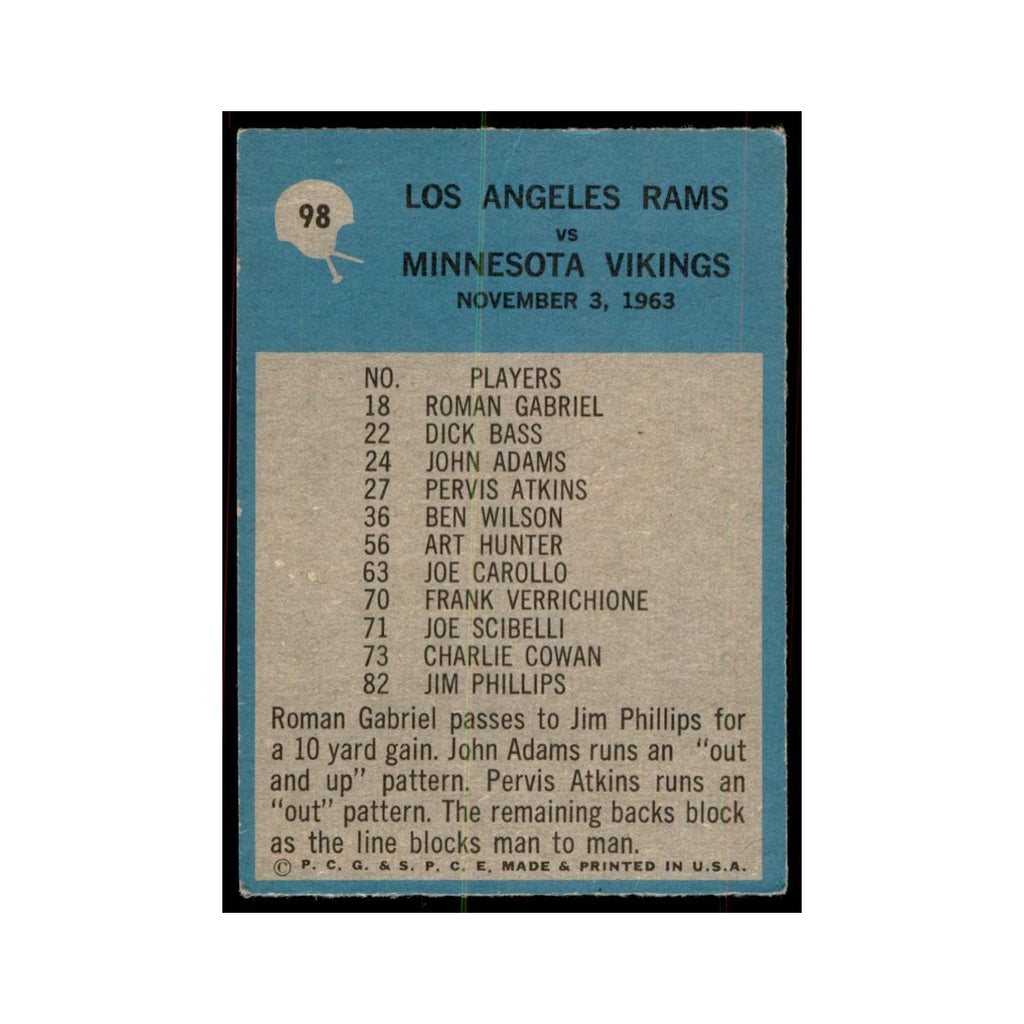 1964 Philadelphia Rams Play of the Year - Harland Svare Football Cards #98