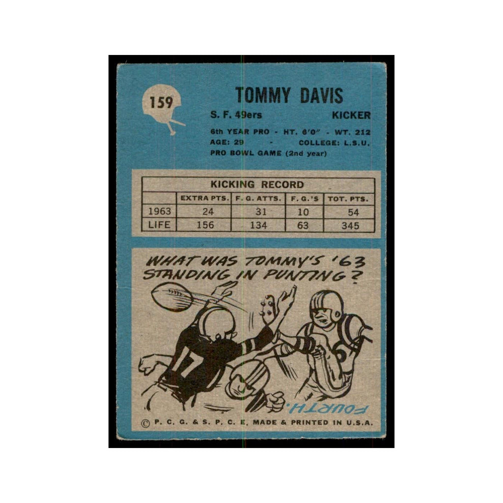 1964 Philadelphia Tommy Davis Football Cards #159