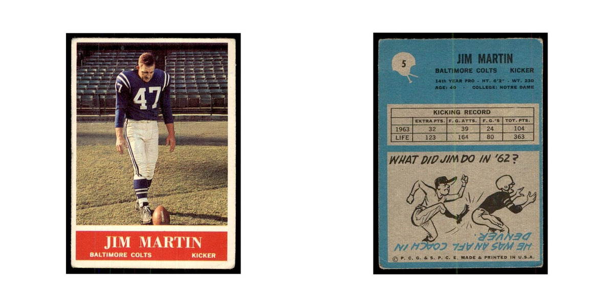 1964 Philadelphia Jim Martin Football Cards #5