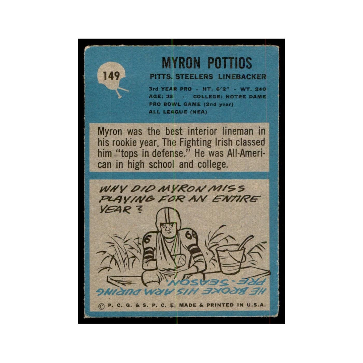 1964 Philadelphia Myron Pottios Football Cards #149
