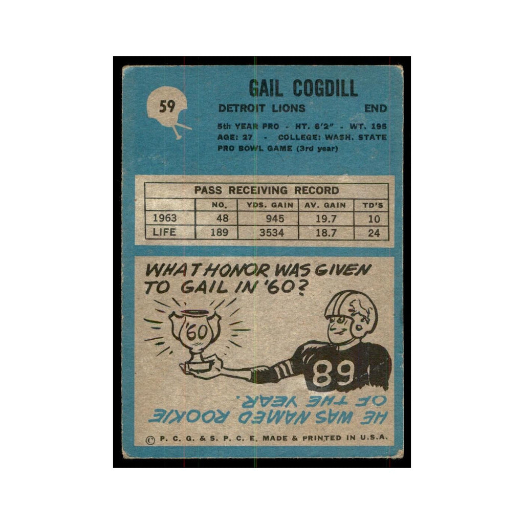 1964 Philadelphia Gail Cogdill Football Cards #59