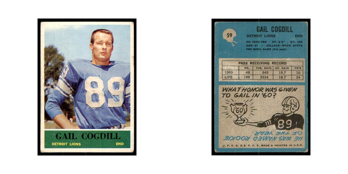 1964 Philadelphia Gail Cogdill Football Cards #59