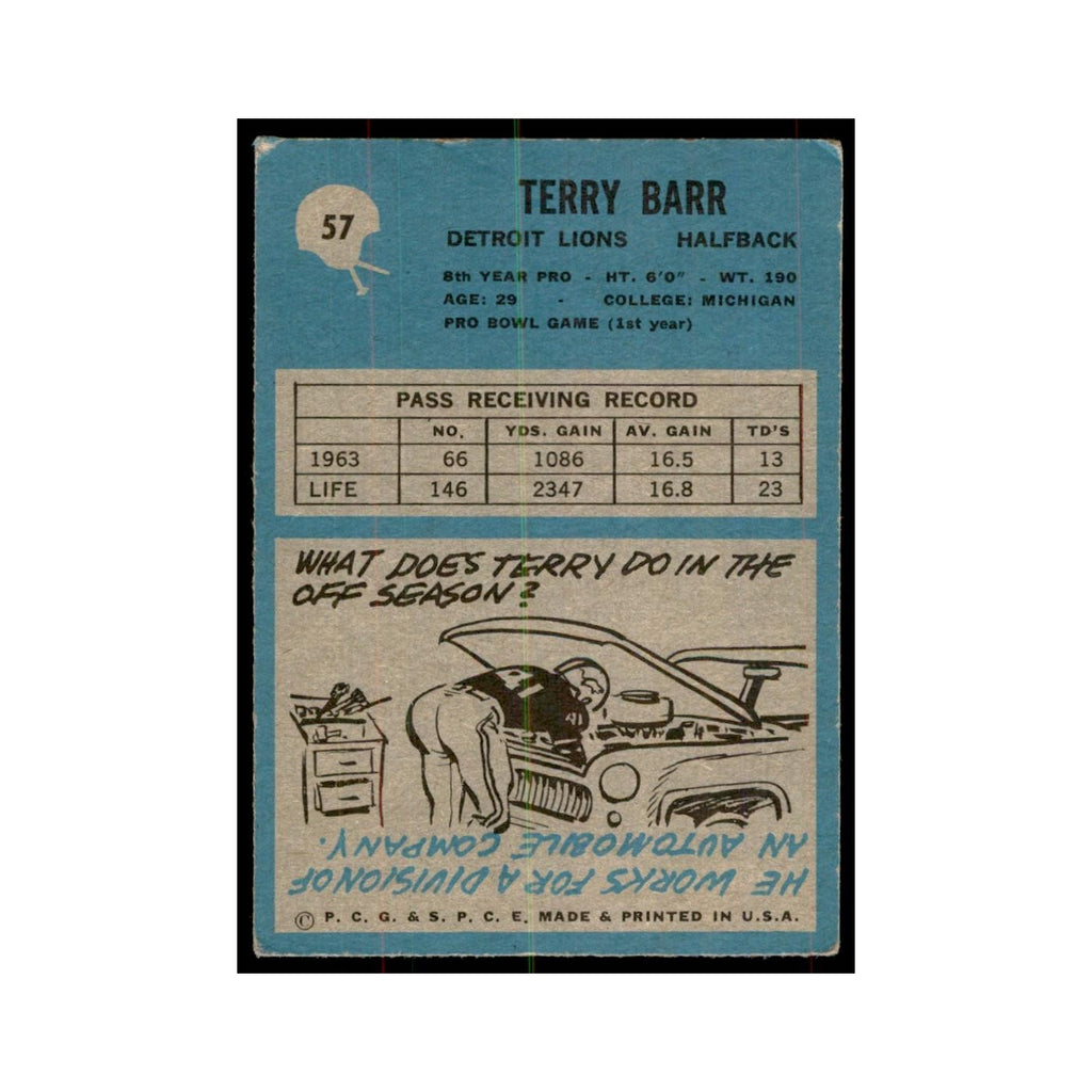1964 Philadelphia Terry Barr Football Cards #57