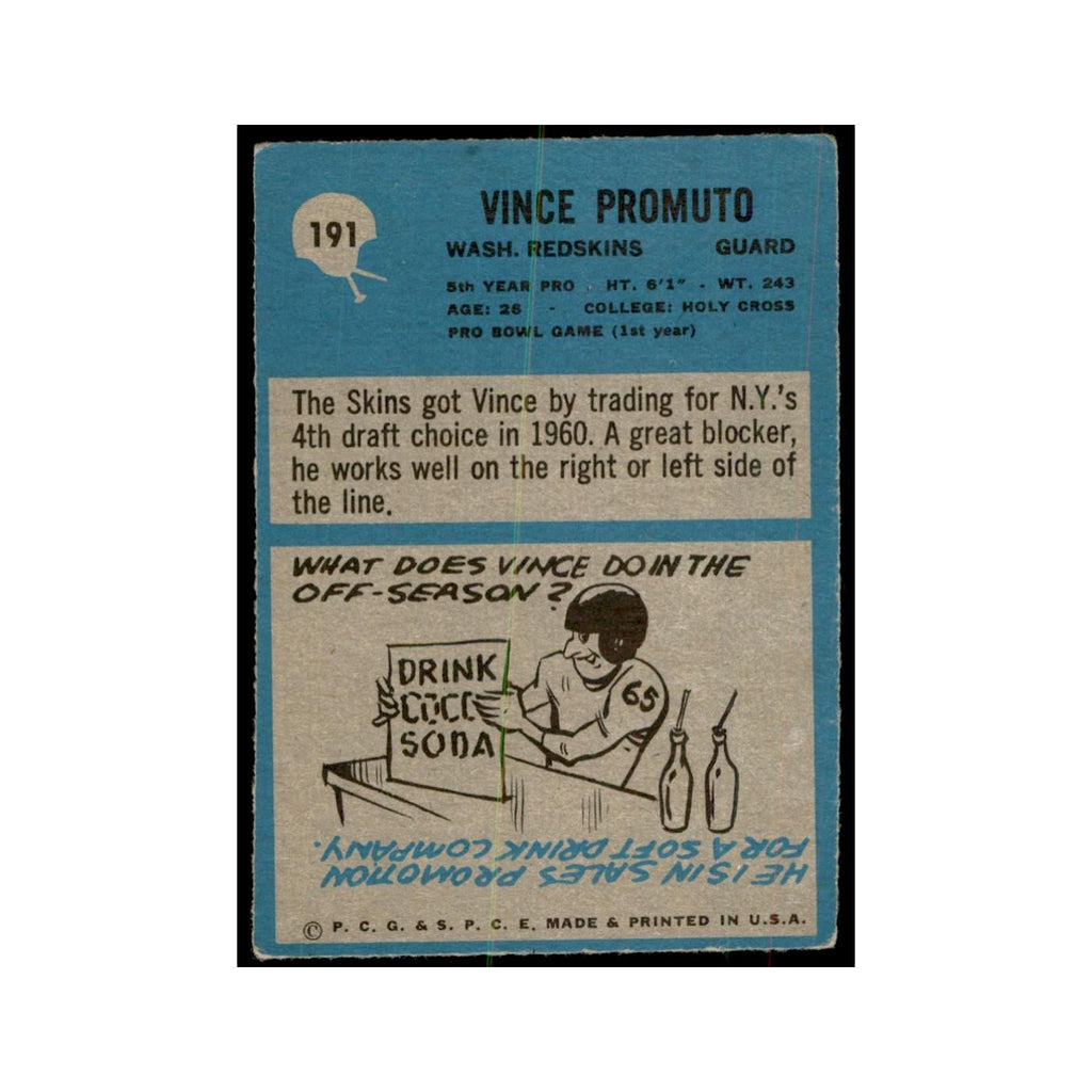 1964 Philadelphia Vince Promuto Football Cards #191