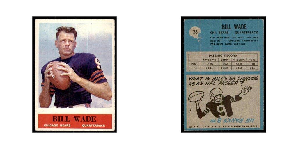 1964 Philadelphia Bill Wade Football Cards #26