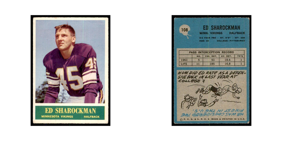 1964 Philadelphia Ed Sharockman Football Cards #108