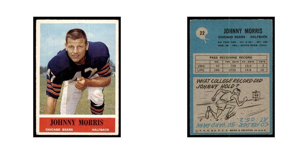 1964 Philadelphia Johnny Morris Football Cards #22