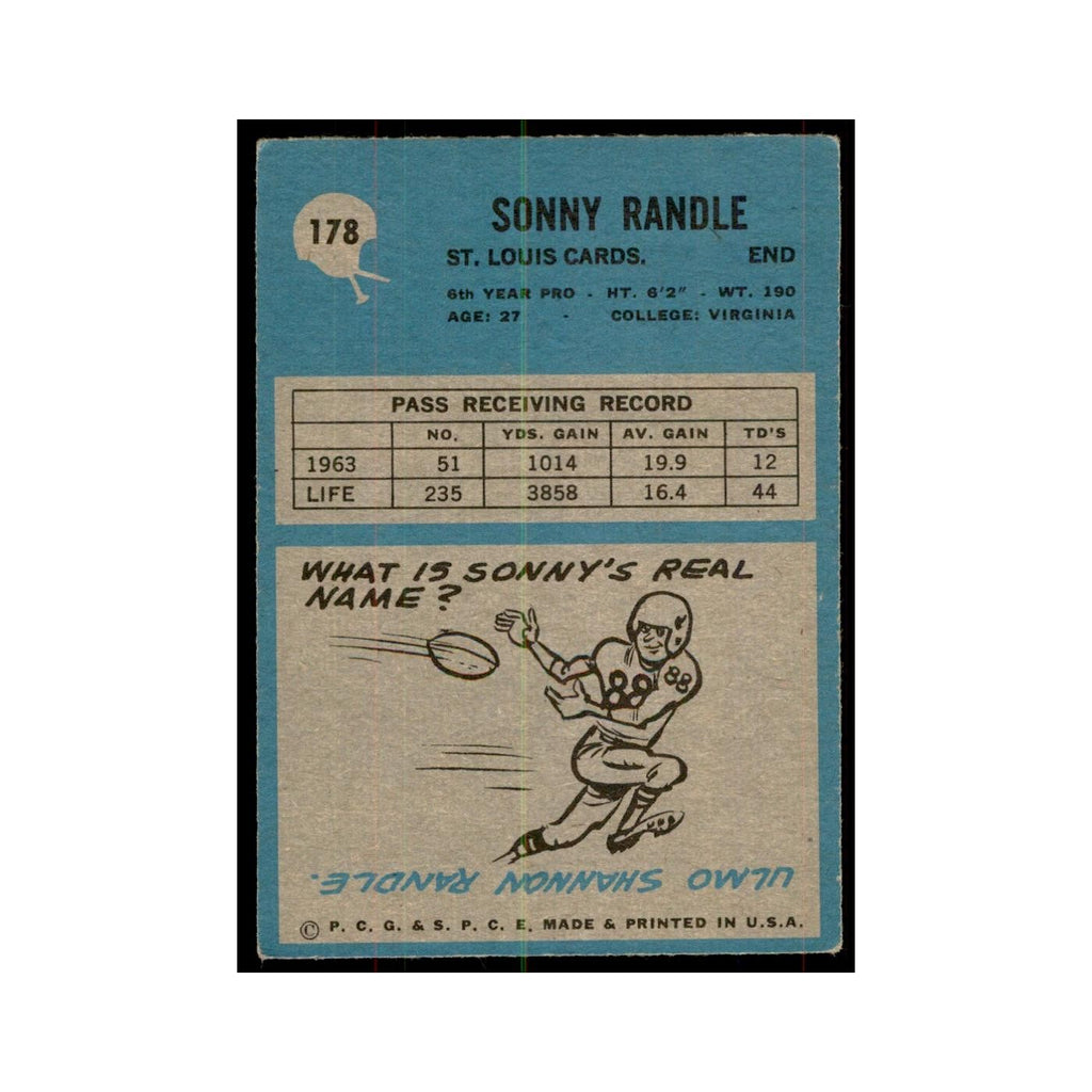 1964 Philadelphia Sonny Randle Football Cards #178