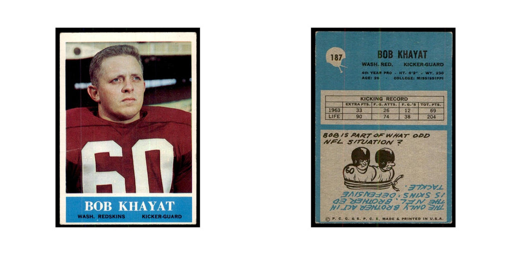 1964 Philadelphia Bob Khayat Football Cards #187