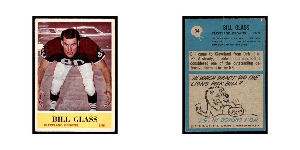 1964 Philadelphia Bill Glass Football Cards #34