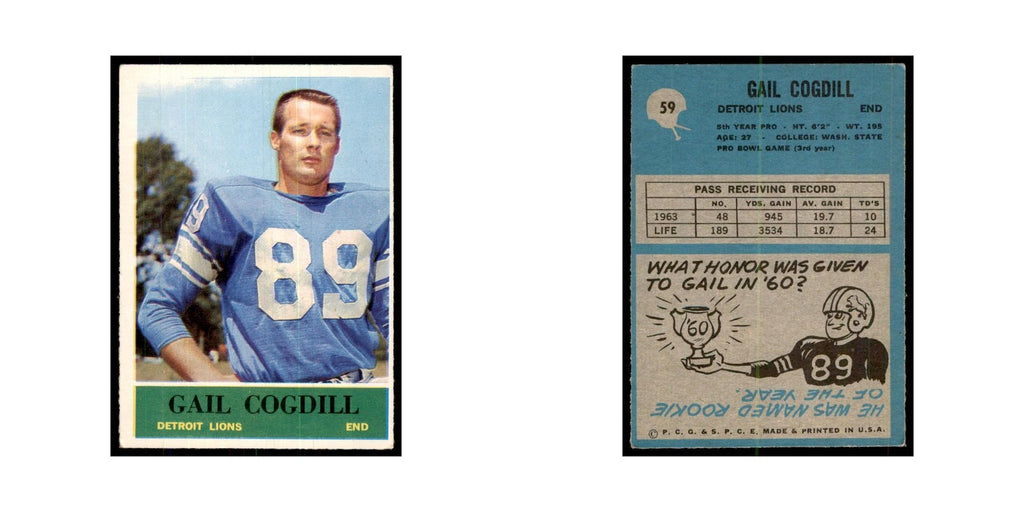 1964 Philadelphia Gail Cogdill Football Cards #59