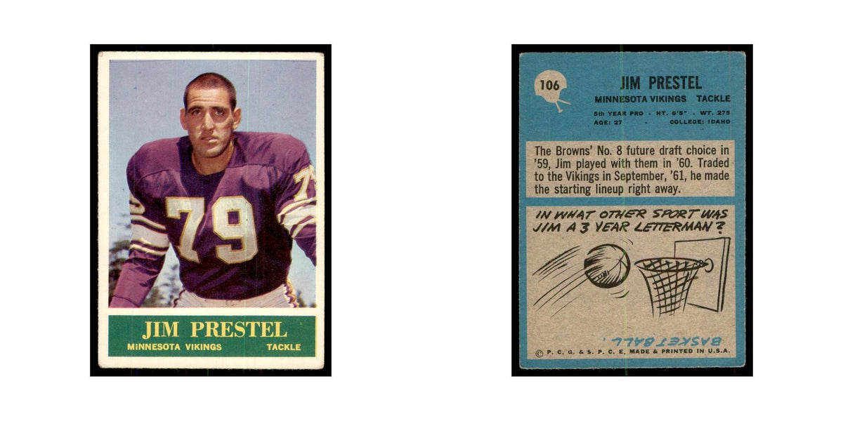 1964 Philadelphia Jim Prestel Football Cards #106