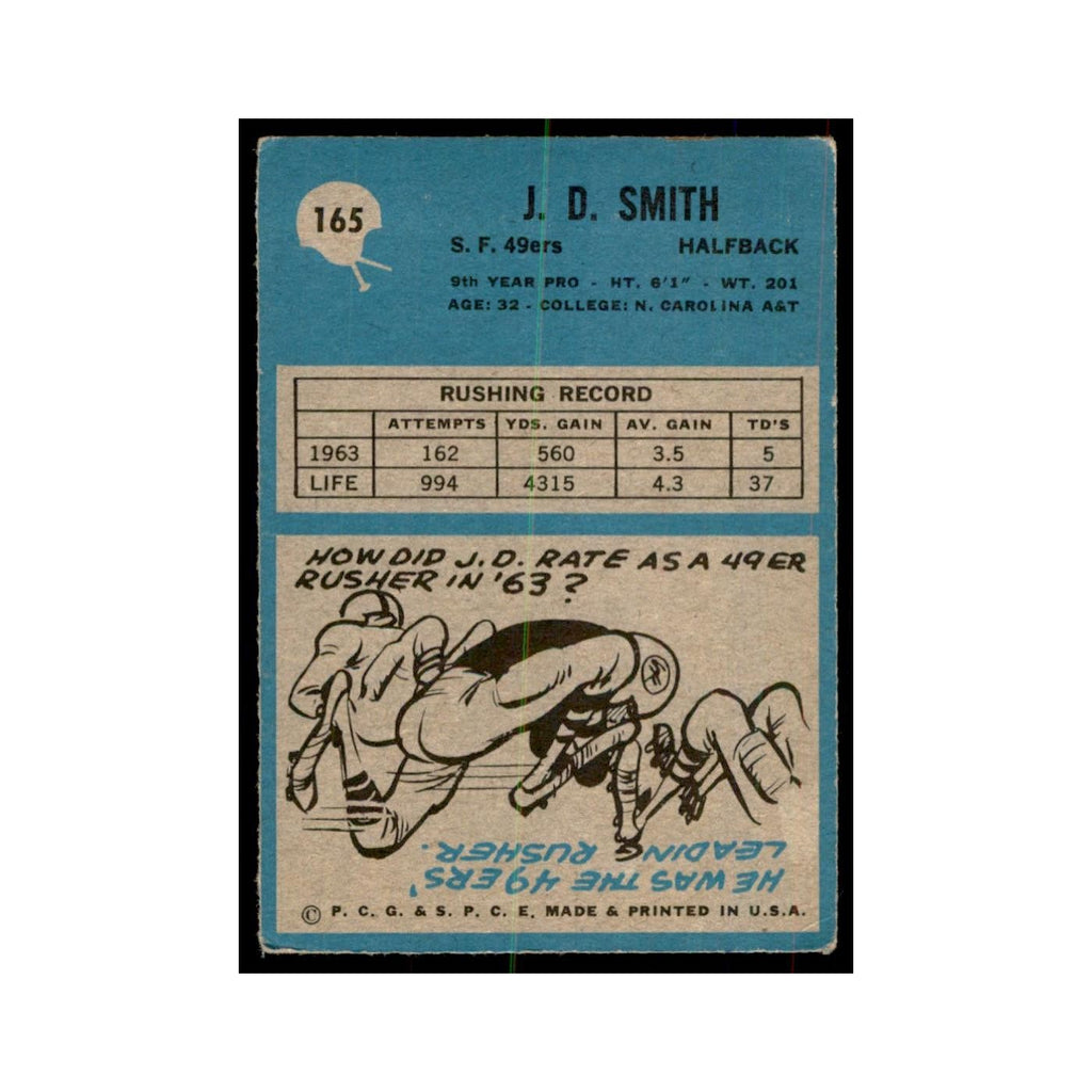 1964 Philadelphia J.D. Smith Football Cards #165