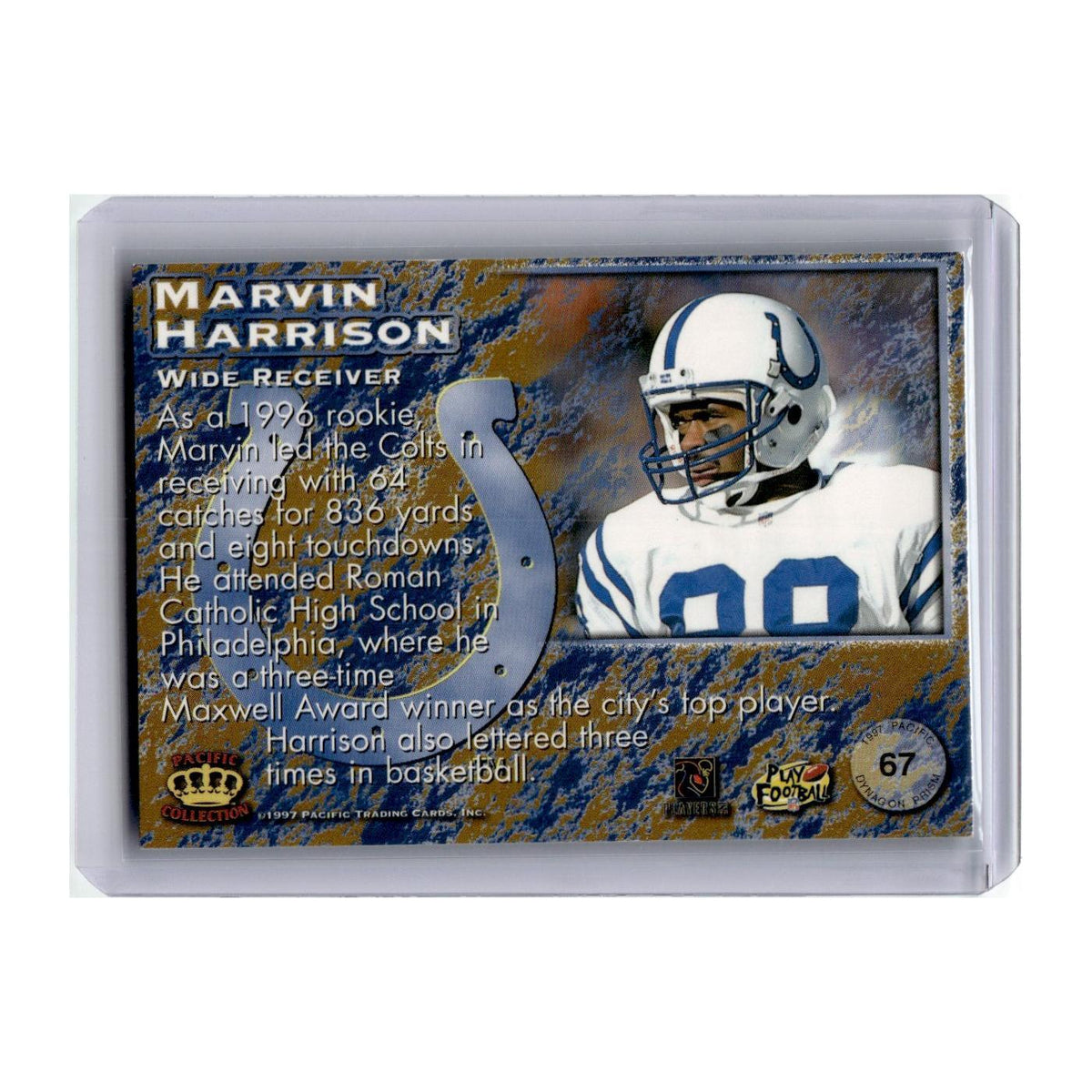 Marvin Harrison 1997 Pacific Dynagon Prism #67 Indianapolis Colts NM