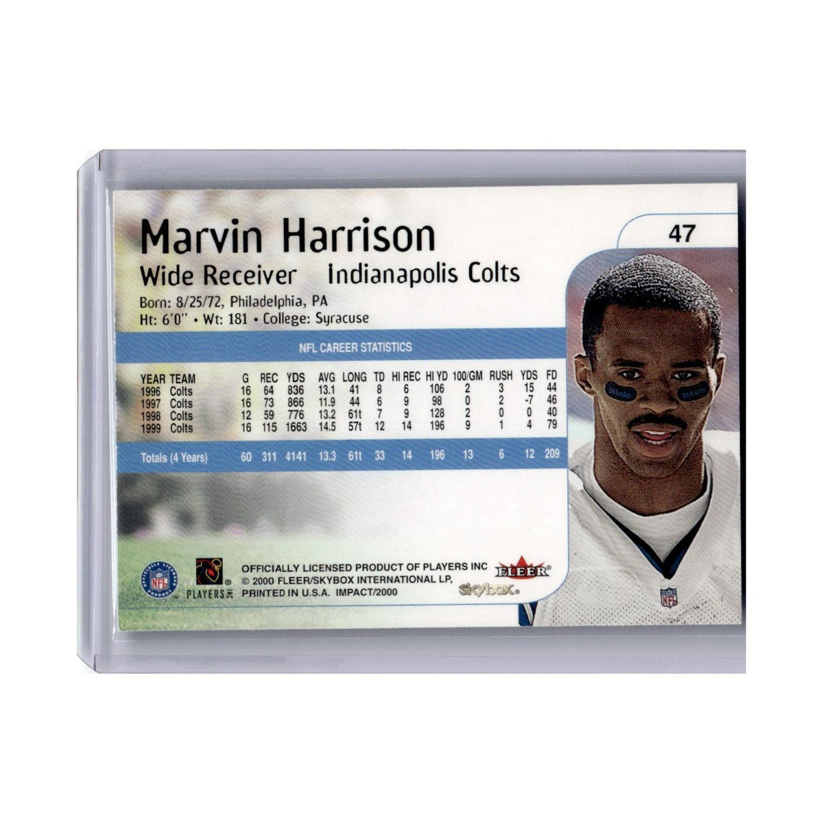 Marvin Harrison 2000 Impact #47 Indianapolis Colts Football Card NM