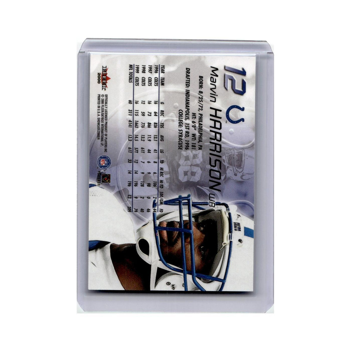 Marvin Harrison 2000 Fleer Showcase #12 Indianapolis Colts Football Card NM
