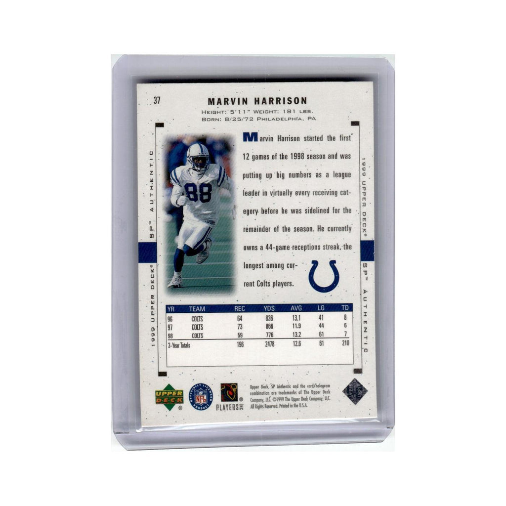 Marvin Harrison 1999 SP Authentic #37 Indianapolis Colts Football Card NM