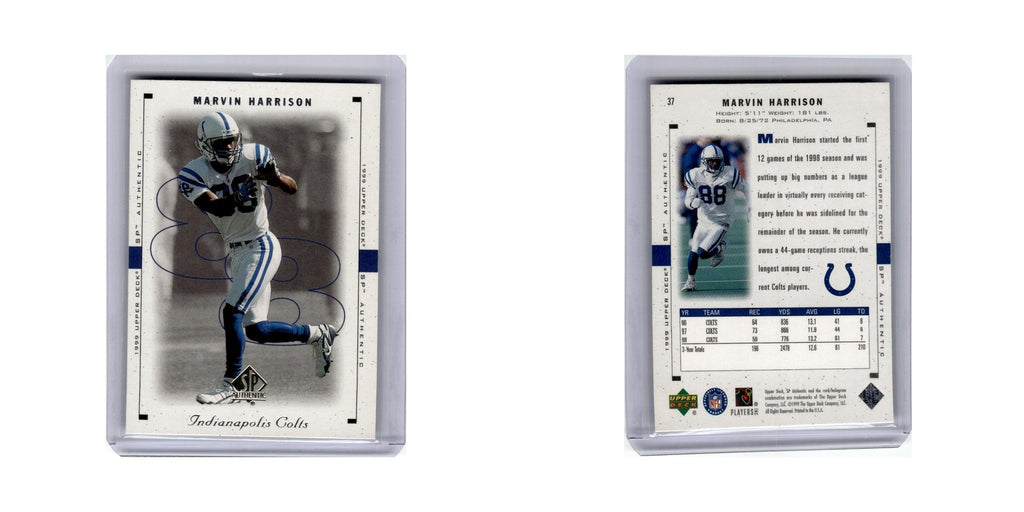 Marvin Harrison 1999 SP Authentic #37 Indianapolis Colts Football Card NM
