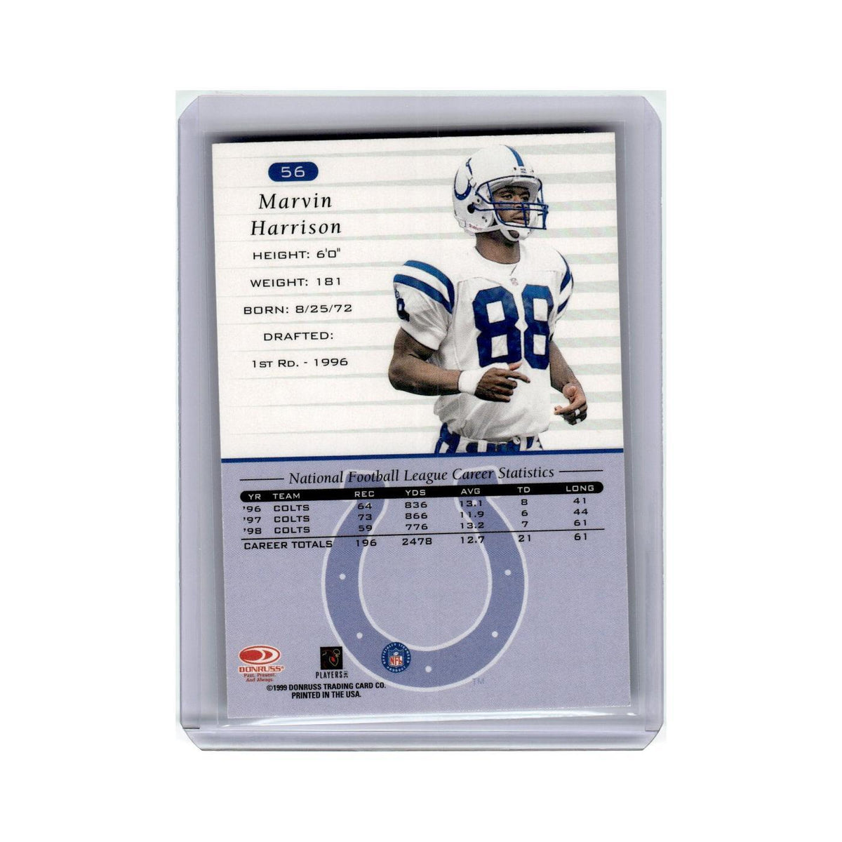 Marvin Harrison 1999 Donruss #56 Indianapolis Colts Football Card NM
