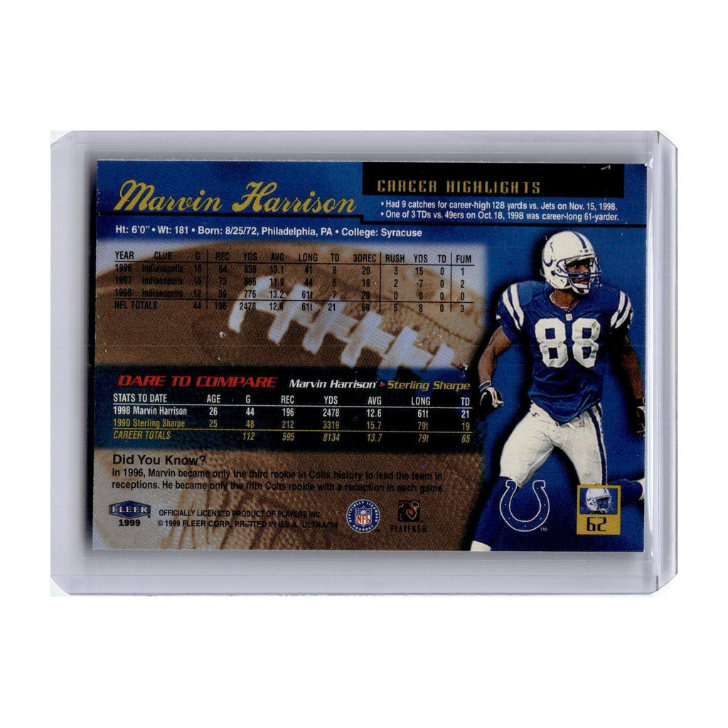 Marvin Harrison 1999 Fleer Ultra #62 Indianapolis Colts Football Card NM