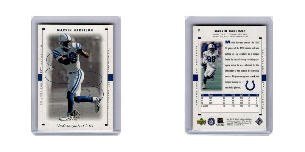 Marvin Harrison 1999 SP Authentic #37 Indianapolis Colts Football Card NM