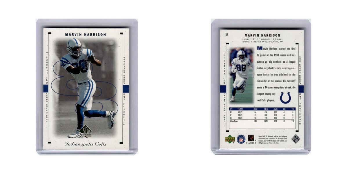 Marvin Harrison 1999 SP Authentic #37 Indianapolis Colts Football Card NM