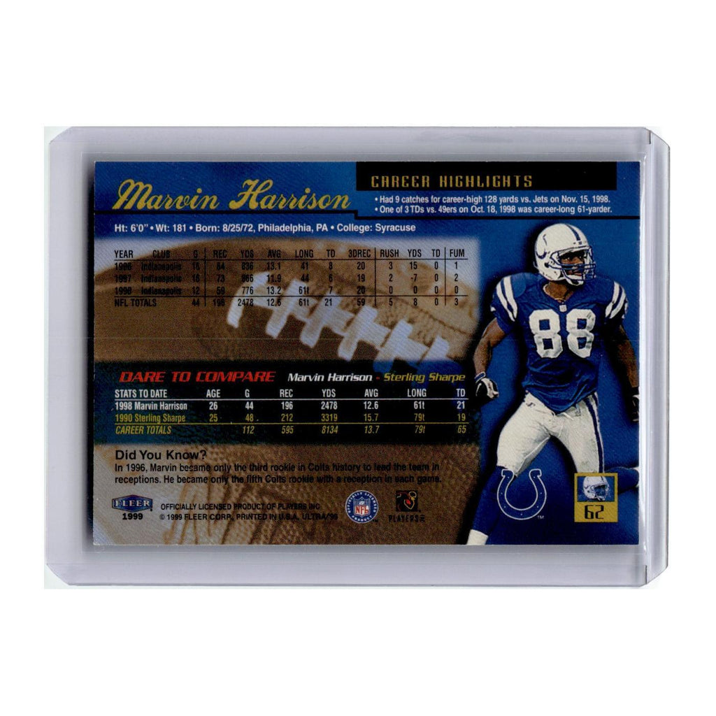 Marvin Harrison 1999 Ultra #62 Indianapolis Colts Football Card NM