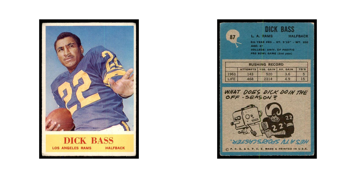 1964 Philadelphia (damaged) Dick Bass Football Cards #87
