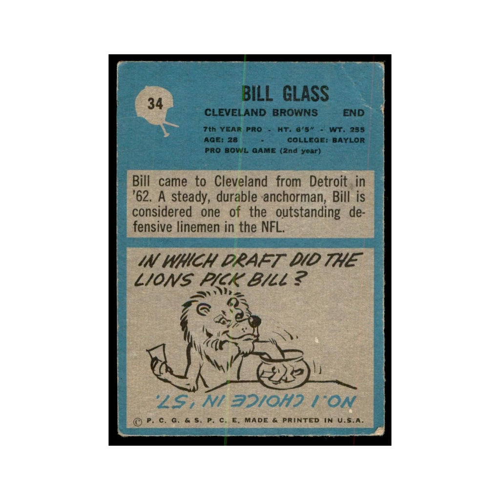 1964 Philadelphia (damaged) Bill Glass Football Cards #34