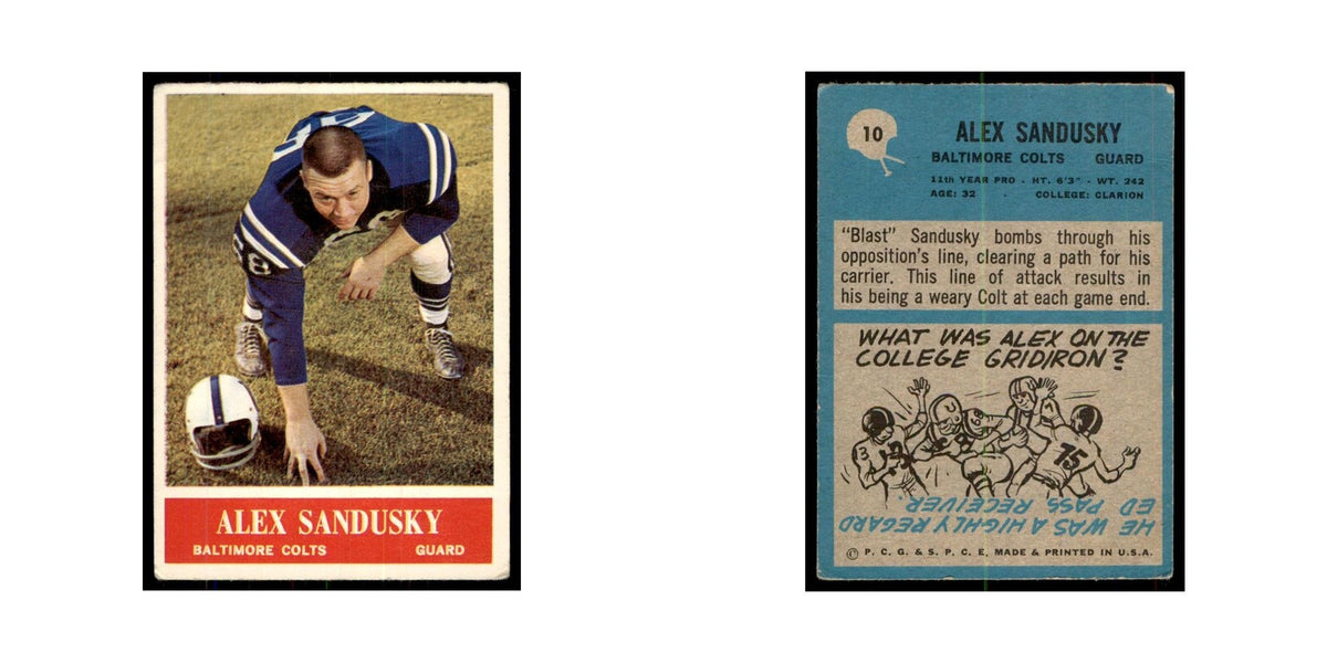 1964 Philadelphia (damaged) Alex Sandusky Football Cards #10
