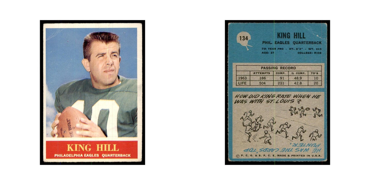 1964 Philadelphia (damaged) King Hill Football Cards #134