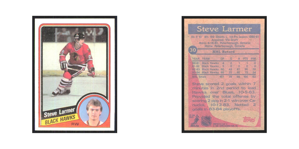 1984 Topps Steve Larmer Chicago Blackhawks #30