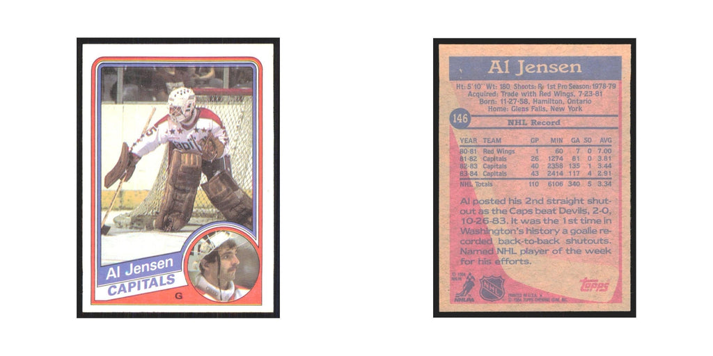 1984 Topps Al Jensen Washington Capitals #146