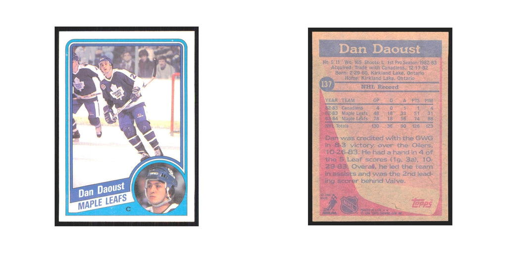1984 Topps Dan Daoust Toronto Maple Leafs #137